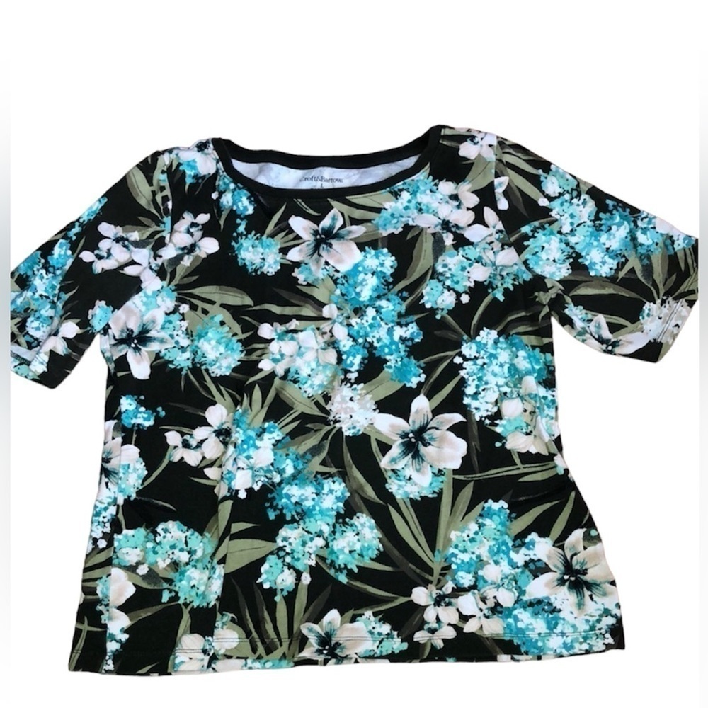 Croft & Barrow floral top large olive